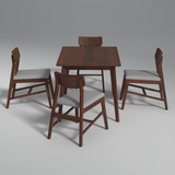 Ducasse Mango Wood Dining Table Set In Walnut With 6 Seating