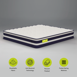 Wakeup India | Smart Tech Pillow Top Mattress | Pocket Spring with Softy Foam | 15 Years Warranty | Medium Firm