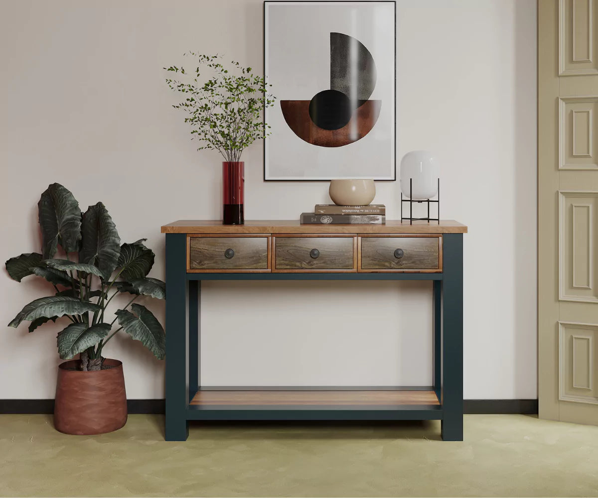 Snivvle Solid Wood 3 Drawer Console Table