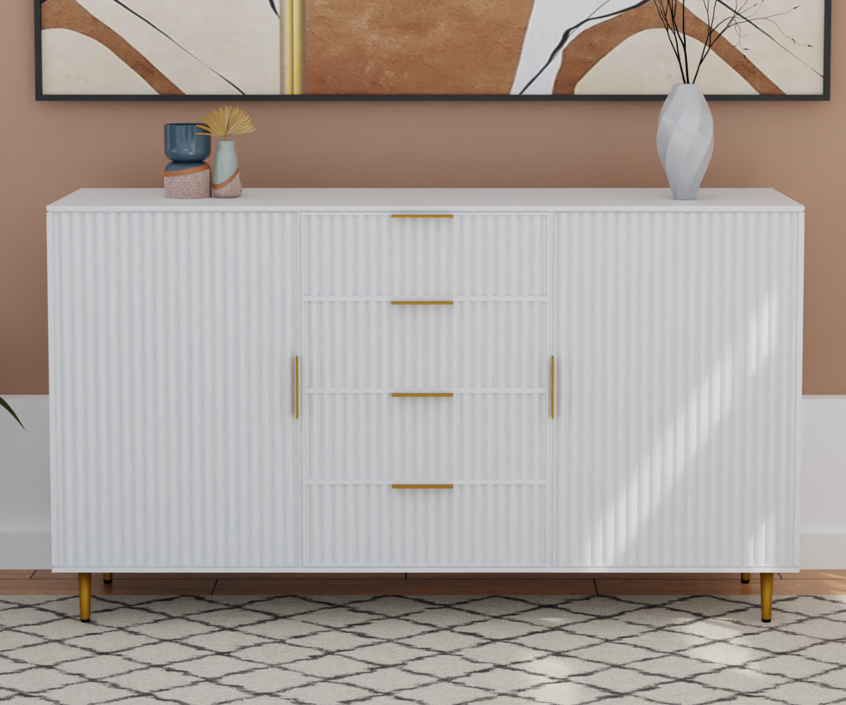 Snug Solid Wood White Sideboard Cabinet