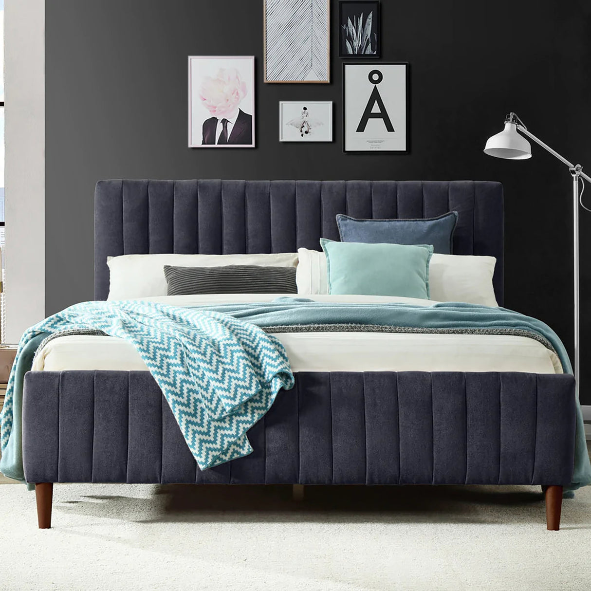 Sleigh King size Upholstered Bed Colour Without Box Storage