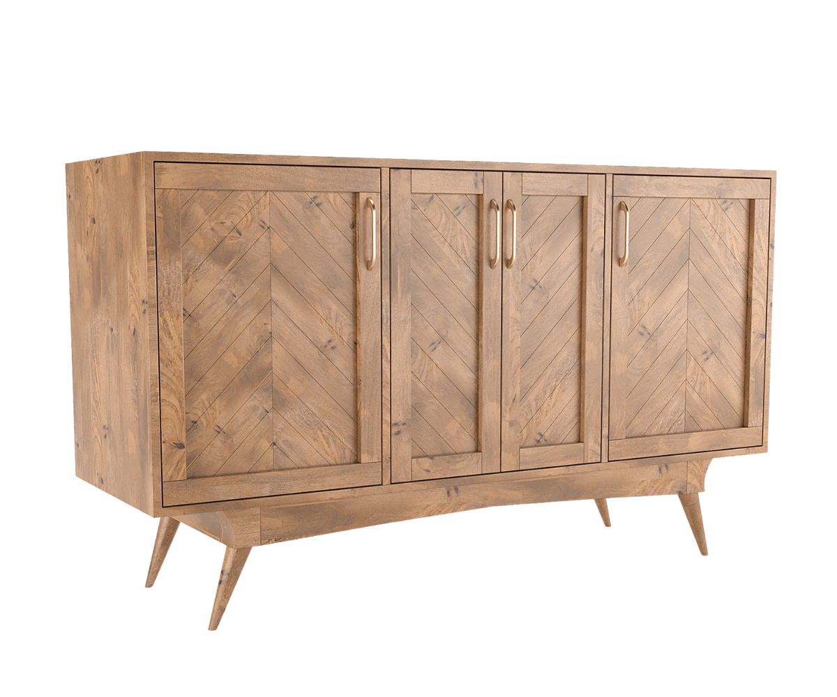 Thyxel Solid Wood 4 Door Sideboard Cabinet