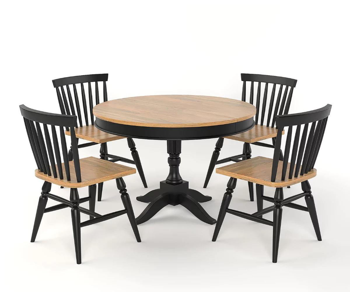 Trivex Round Extendable Dining Set 4 to 6 Seater, Isometric View.