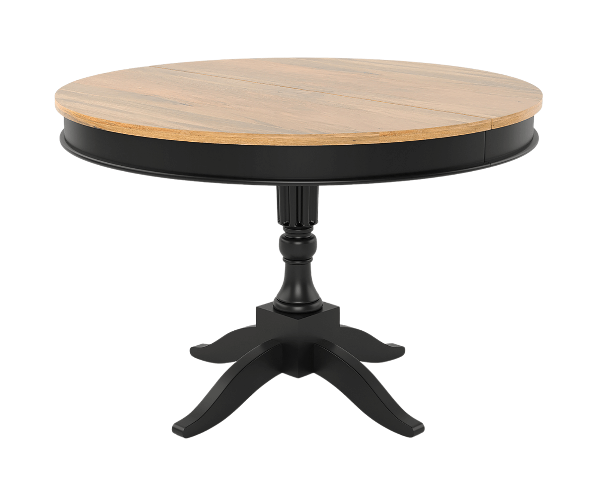 Trivex Round Extendable Dining Table - 4 to 6 Seater, Clay Natural Finish.