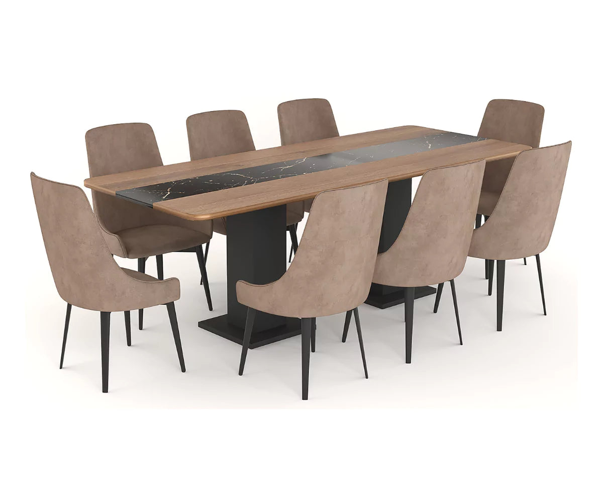 Velorise Dining Table and Chairs Set, Isometric Angle.