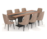 Velorise Dining Table and Chairs Set, Dark Brown Finish.