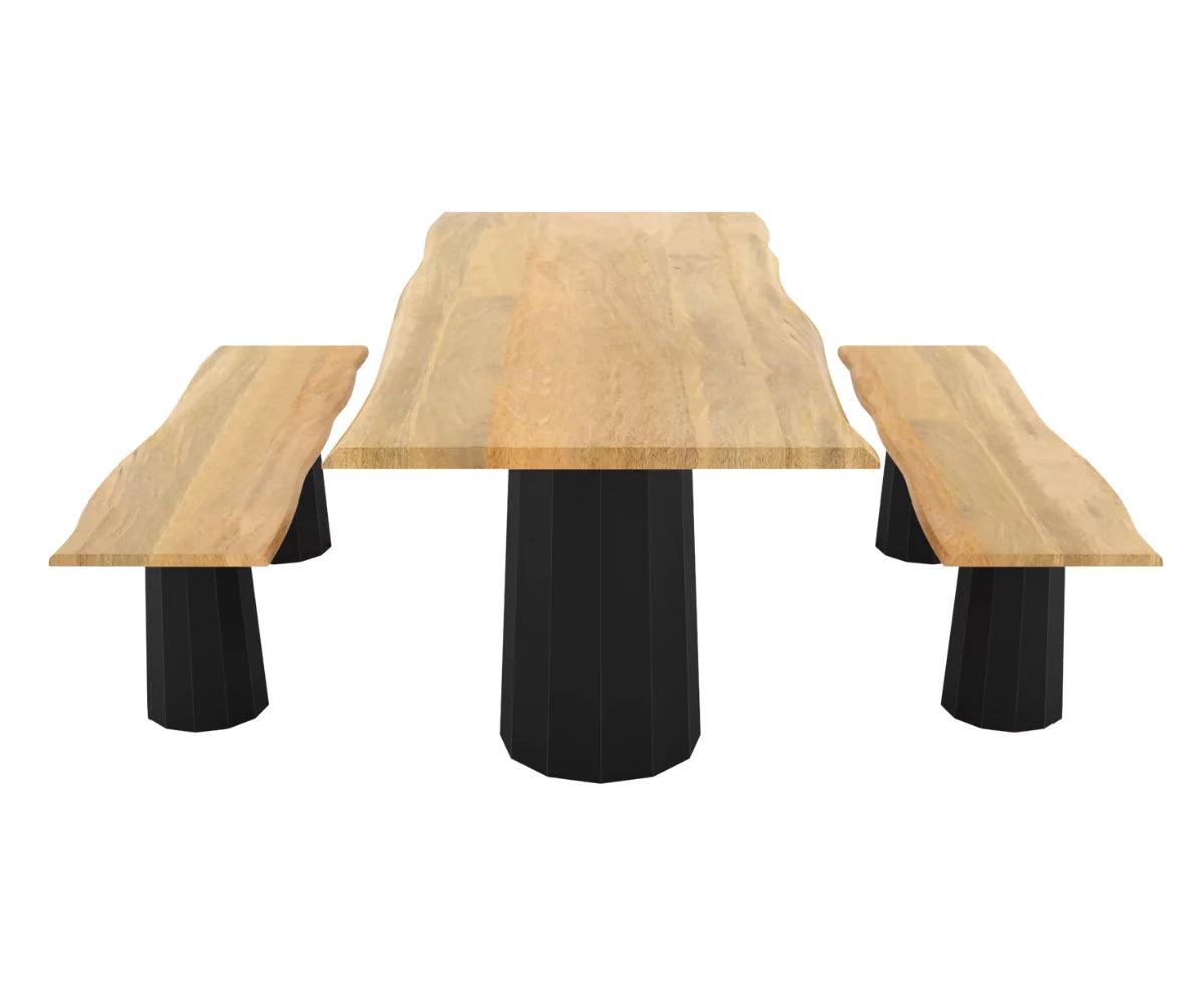 Verdania Dining Table and Bench Set (6 Seater), Side View.