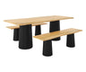 Verdania Dining Table and Bench Set (6 Seater), Isometric View.