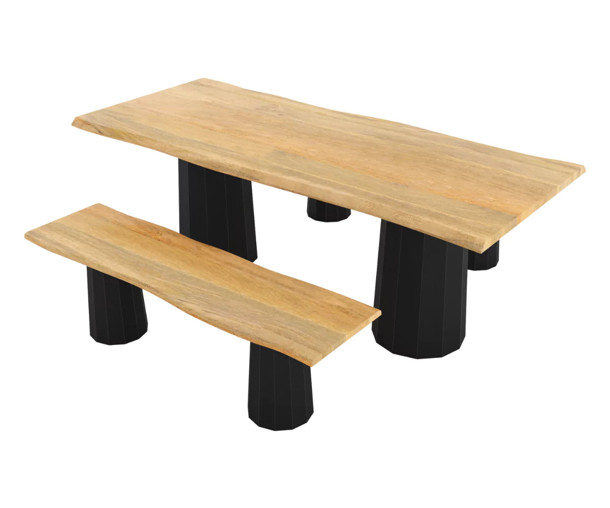 Verdania Dining Table and Bench Set (6 Seater), Isometric Top View.