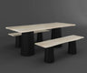 Verdania Dining Table and Bench Set (6 Seater), Prime White Finish.