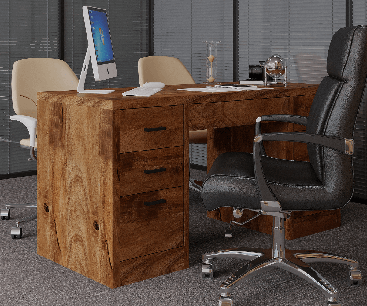 Versatile Solid Wood Office Computer Desk