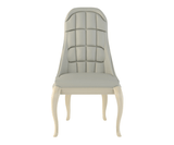 Vexal Solid Wood Luxury High Back Upholstered Dining Chair, Front Angle