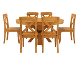 Viston Round Extendable Dining Set, 6 Seater Front View.