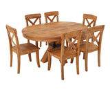 Viston Round Extendable Dining Set, Clay Brown Finish.