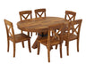 Viston Round Extendable Dining Set, Dark Brown Finish.