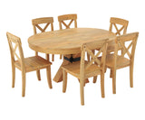 Viston Round Extendable Dining Set, Natural Finish.