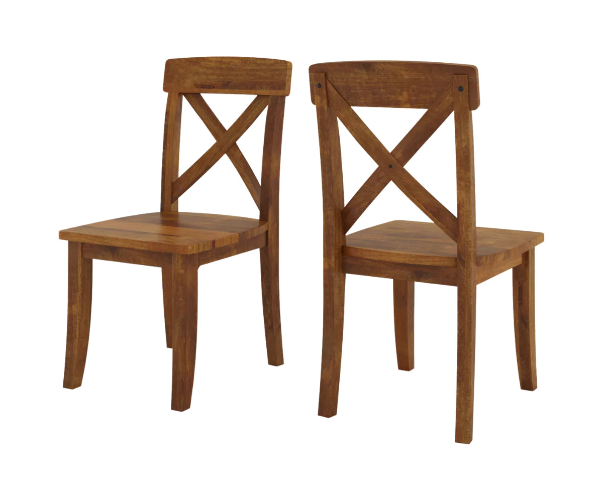 Viston Wooden Dining Chairs Set of 2 - Dark Brown Finish