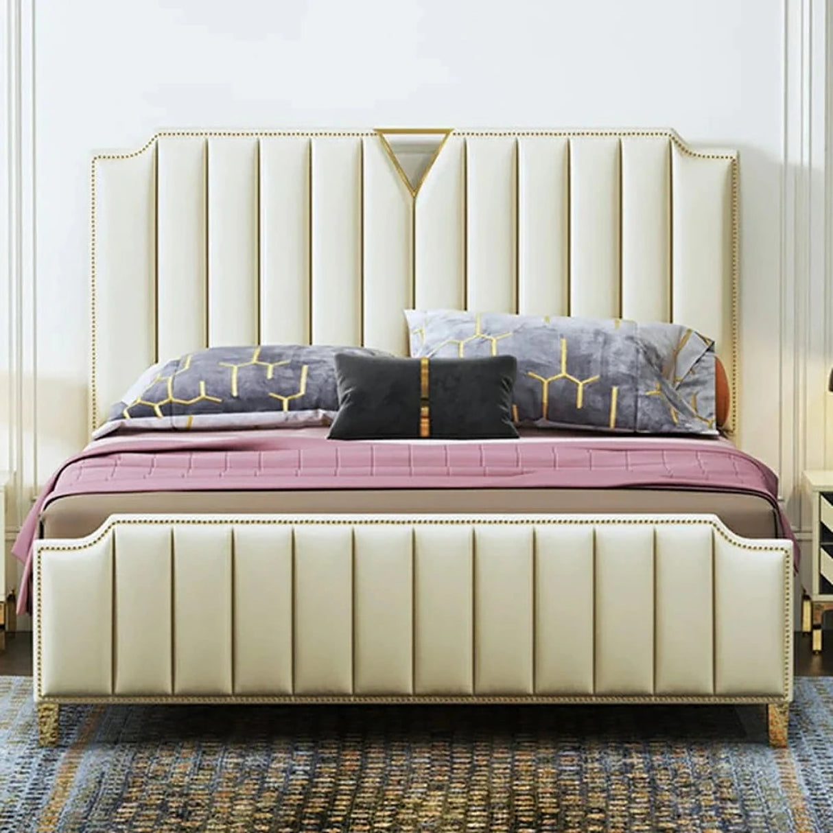 Ctuary Upholstered Bed in beige Colour With Box Storage