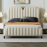 Ctuary Upholstered Bed in beige Colour With Box Storage