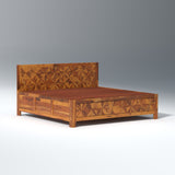 Azalea Sheesham Wood Hydraulic Bed in Light Honey Finish With Box Storage