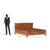 Azalea Sheesham Wood Hydraulic Bed in Light Honey Finish With Box Storage