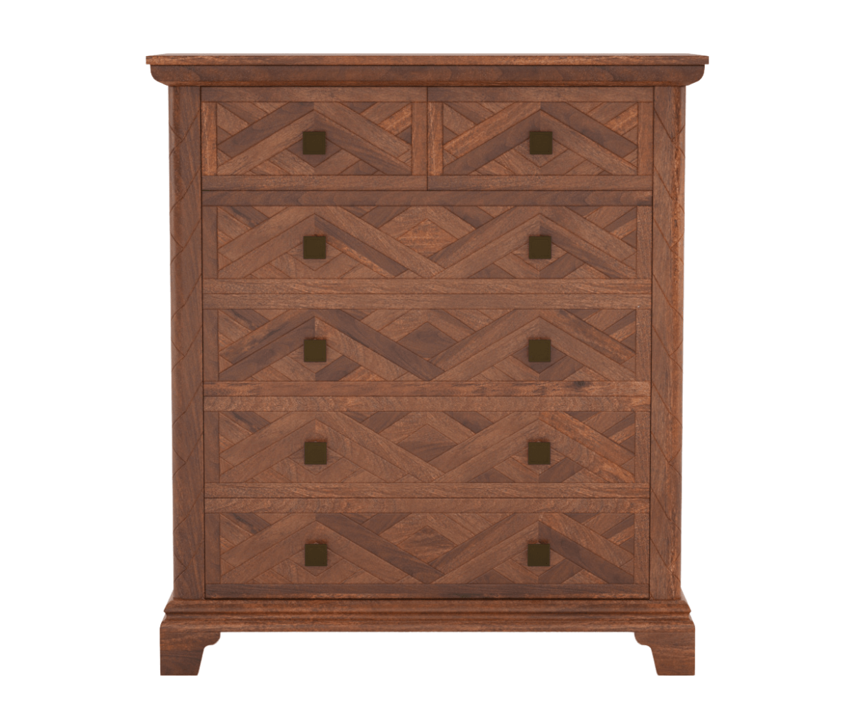 Zyrelle Tall 6-Drawer Chest | Solid Wood Chest of Drawer