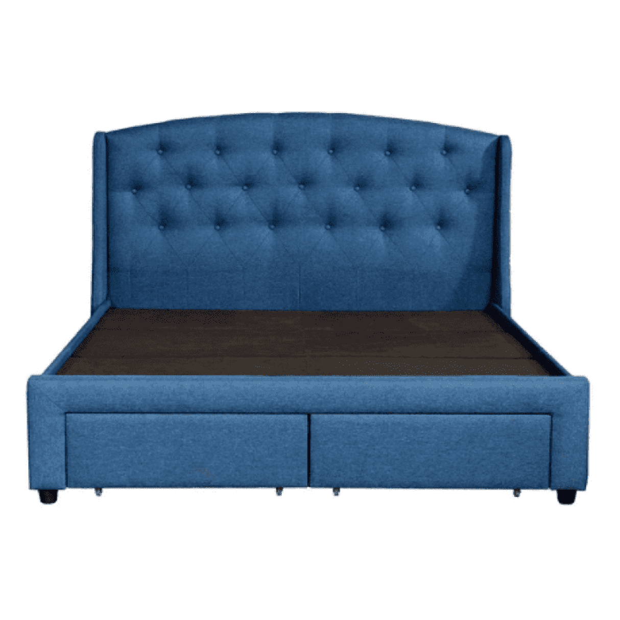 Logside Upholstered Bed in Blue Colour With Box Storage