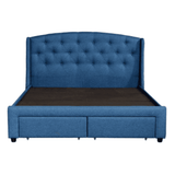 Logside Upholstered Bed in blue Colour With Box Storage