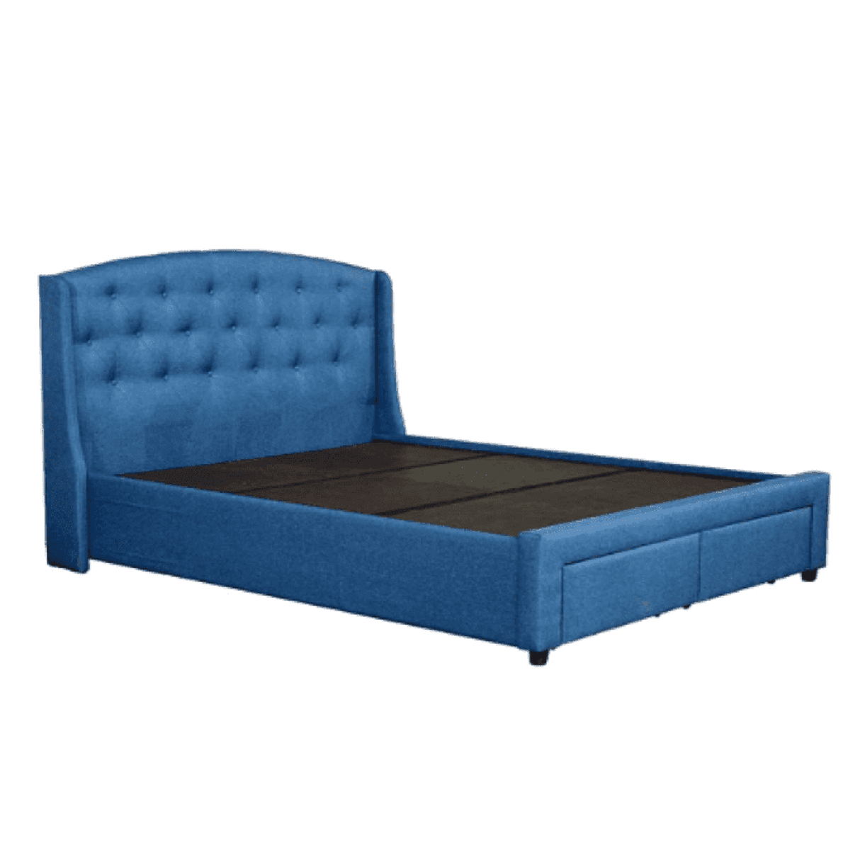 Logside Upholstered Bed in Blue Colour With Box Storage