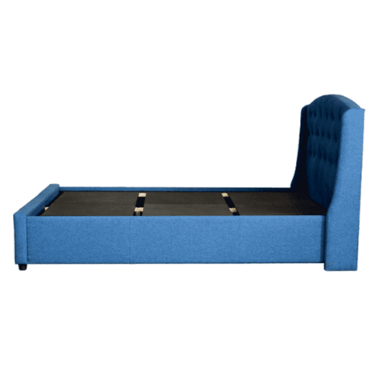 Logside Upholstered Bed in blue Colour With Box Storage