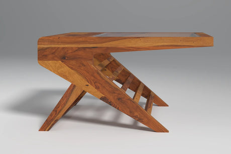 Alexia Sheesham Wood And Glass Coffee Table In Light Honey