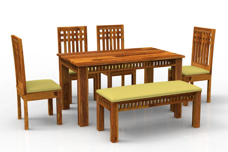 Axel Sheesham Wood Dining Table Set (6 seater) In Light Honey