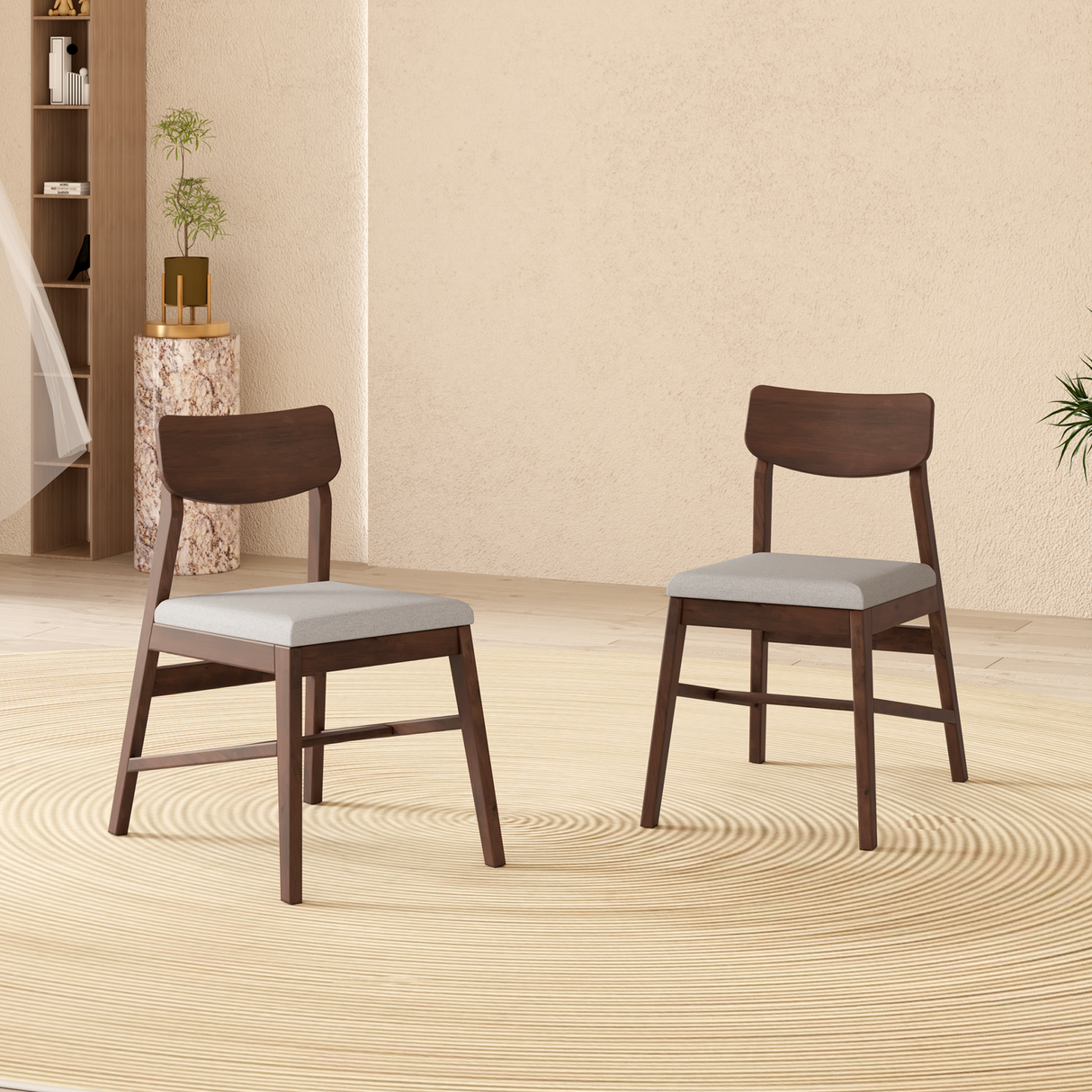 Ducasse Mango Wood Set of 2 Chair In Walnut Finish