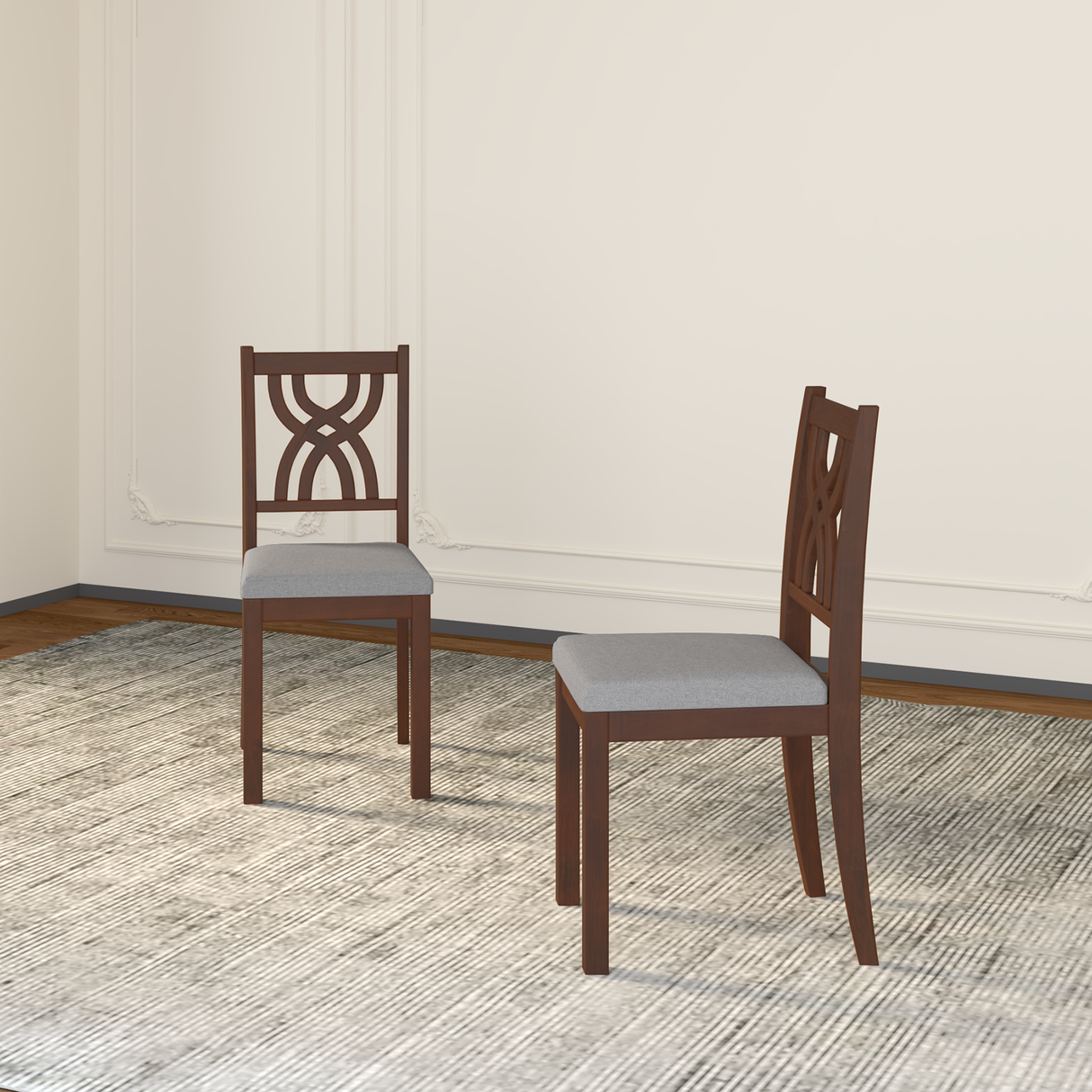 Oliver Mango Wood Set of 2 Chair In Walnut Finish