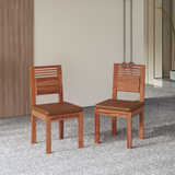 Velour Sheesham Wood Set of 2 Dining Chair In Reddish Walnut Color