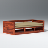 Plato Pod Sheesham Wood Sofa Cum Bed In Reddish Rosewood Color