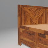 Alpha  Sheesham Wood Bed In Light Honey With Box Storage