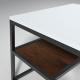 Mello Iron And Particle Board Coffee Table In White + Dark Walnut