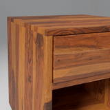 Rivo Sheesham Wood BedSide Table with Drawer In Light Honey