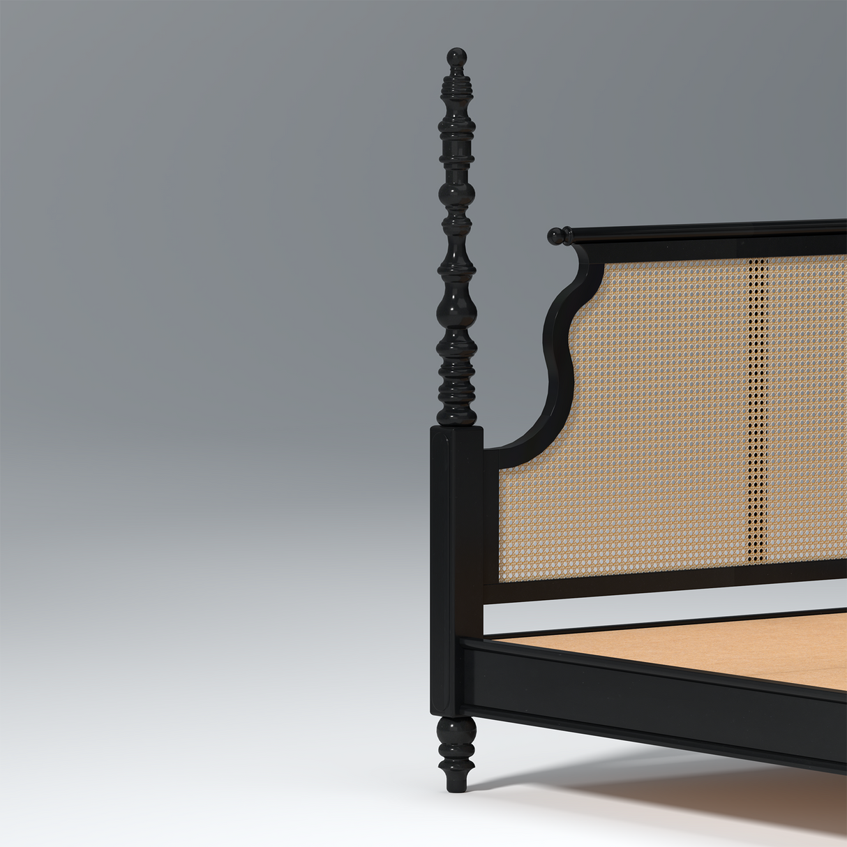 Revive Mangowood Bed Without Box Storage in Black Colour