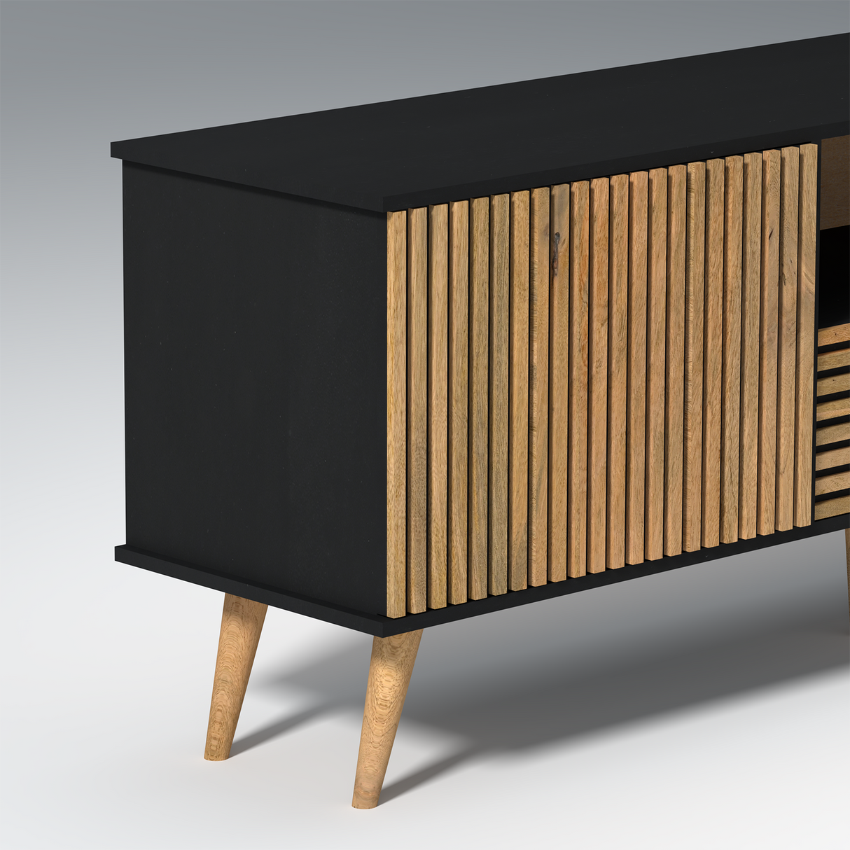 Canyon Mango Wood and MDF TV Unit in Natural and Black Colour