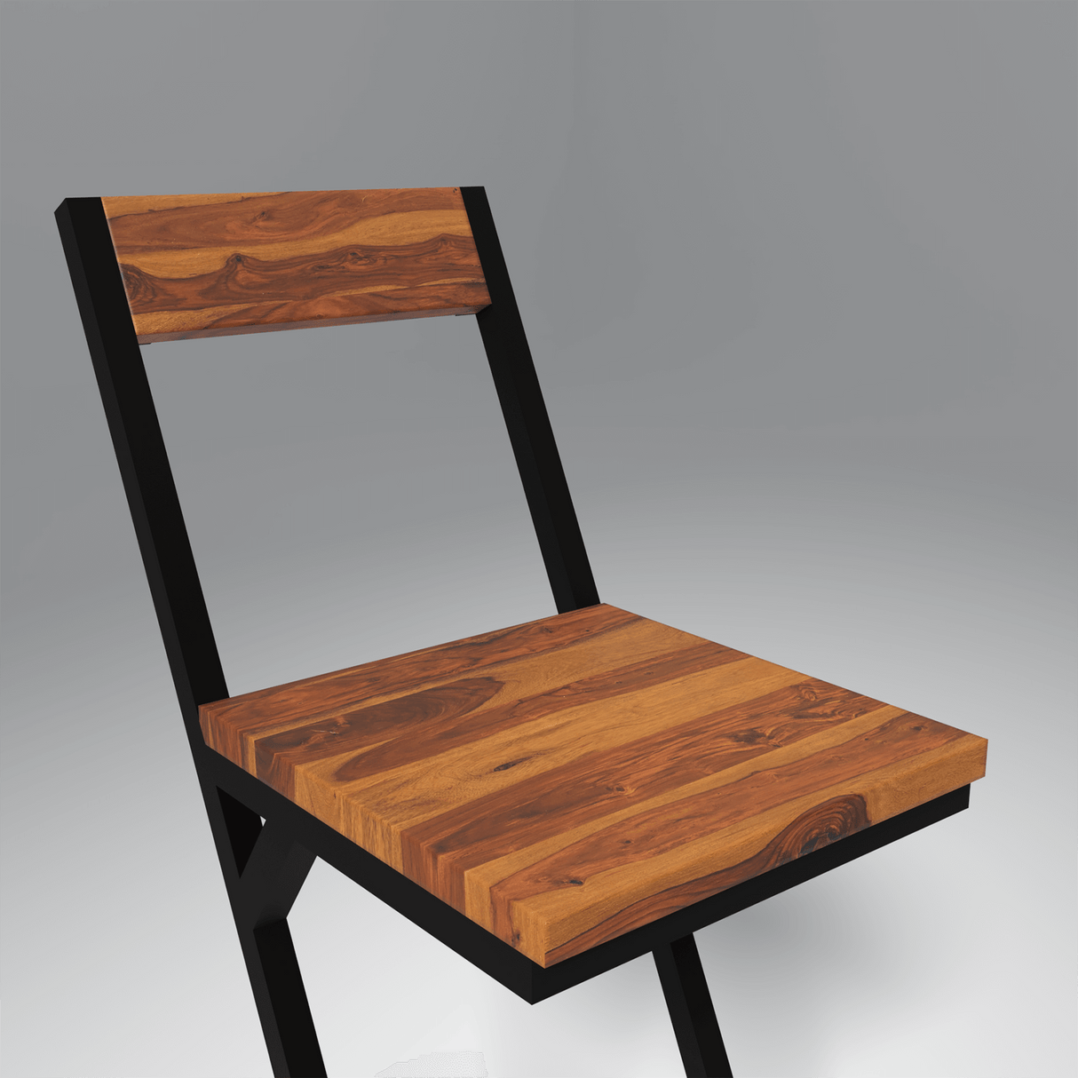 Sevio Iron And Sheesham Wood Bar Chair In Light Honey