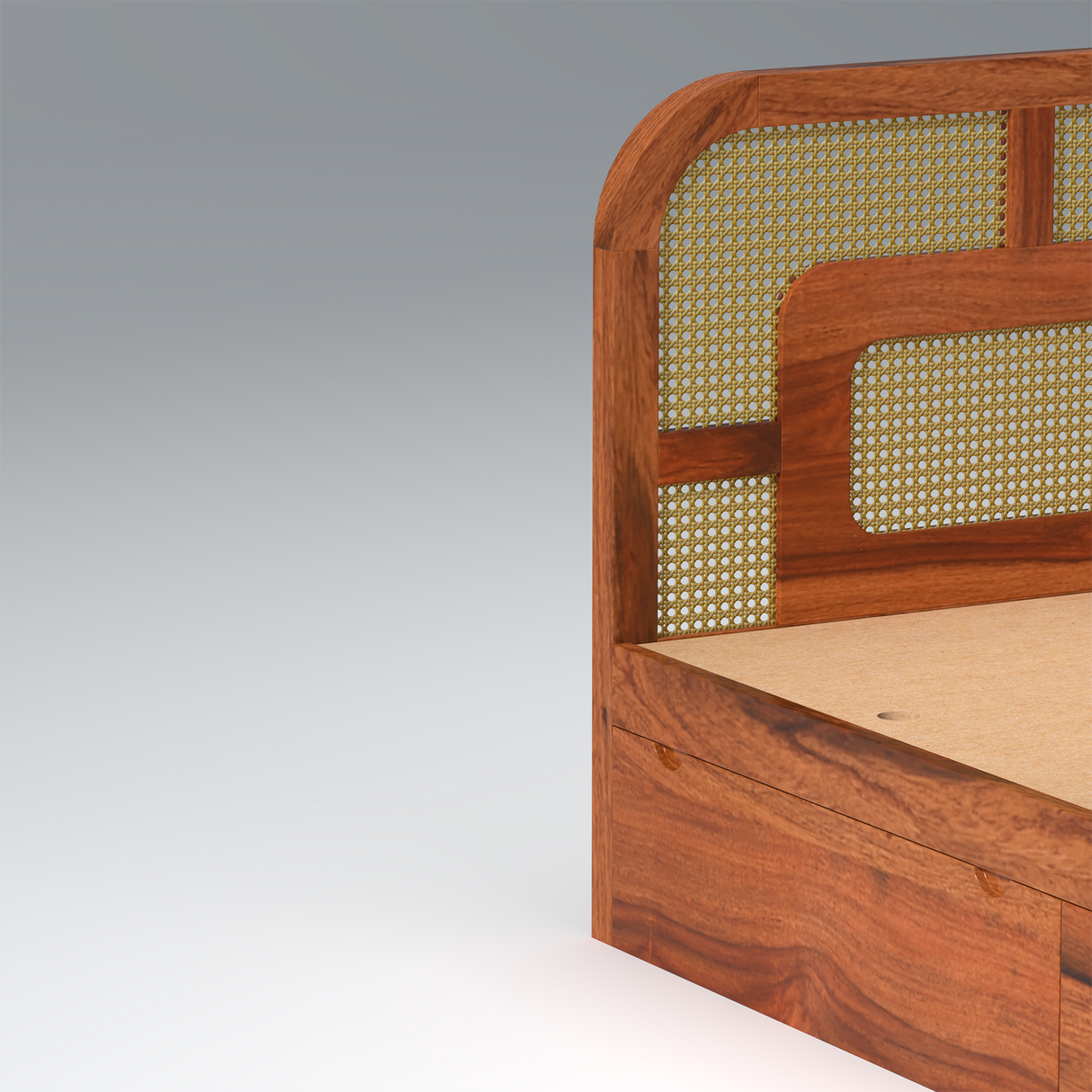 Zenitha Sheesham Wood Bed with Box Storage in Maharani Colour
