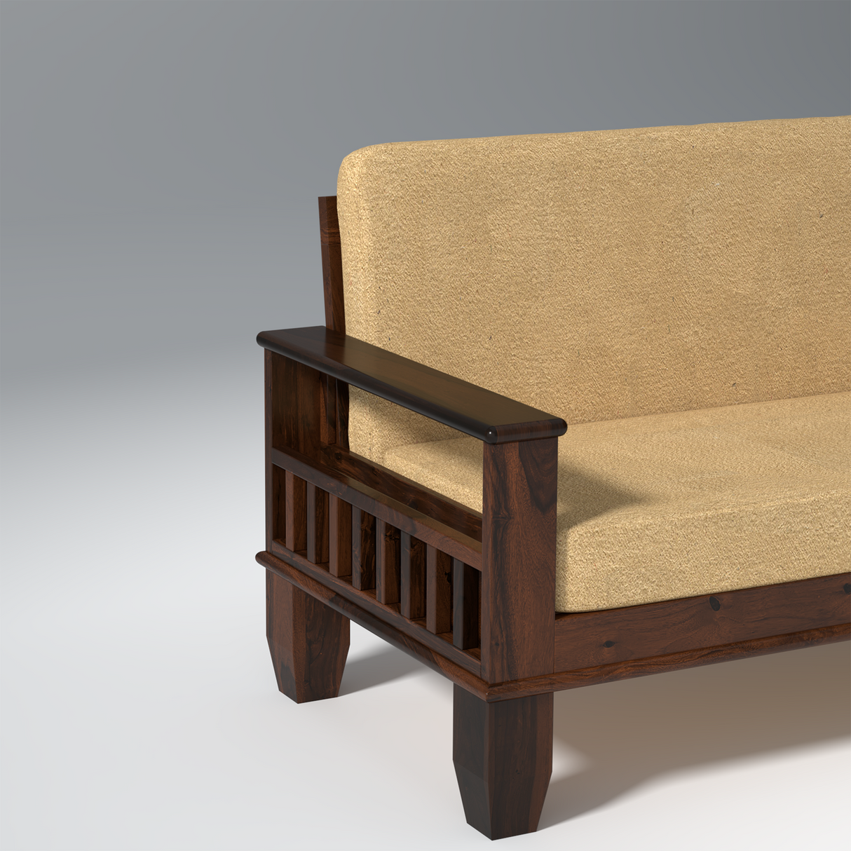 Fugleg Nest Sheesham Walnut Sofa In Dark Walnut Color