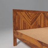 Alpha Sheesham Wood Non Storage Bed in Light Honey Finish