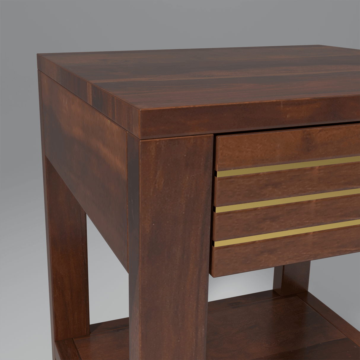 Garazzo Sheesham Wood Bedside Table In Light Rosewood