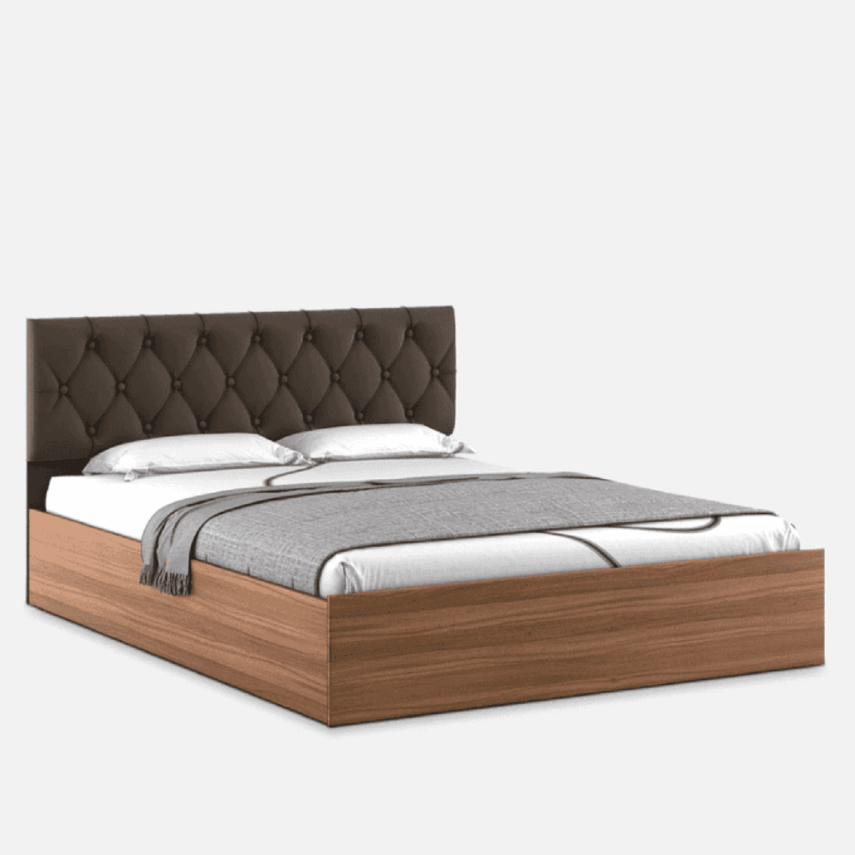 Affluence King size Upholstered Bed in Brown Colour With Box Storage