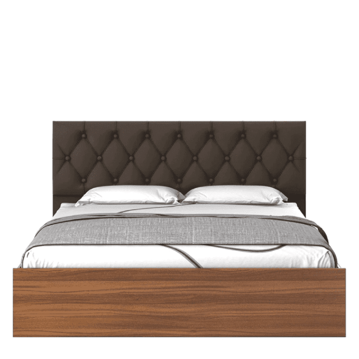 Affluence King size Upholstered Bed in Brown Colour With Box Storage