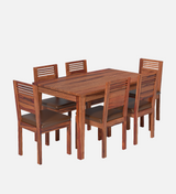 Velour Sheesham wood dining set in Reddish walnut Color with 6 Seating