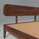 Fabica Low Sheesham Wood Bed In Light Rosewood Without Box Storage